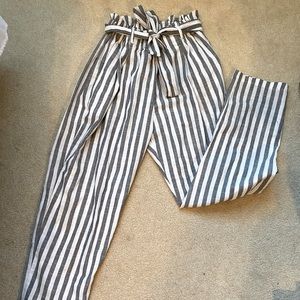 Striped Paper Bag Pants